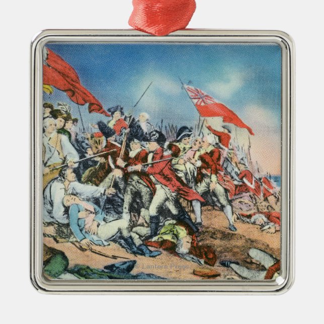 Battle of Bunker Hill Scene - Charlestown, MA Metal Tree Decoration (Front)