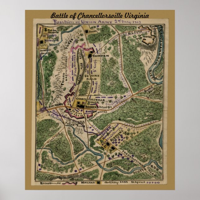 Battle of Chancellorsville Virginia - Map Poster (Front)