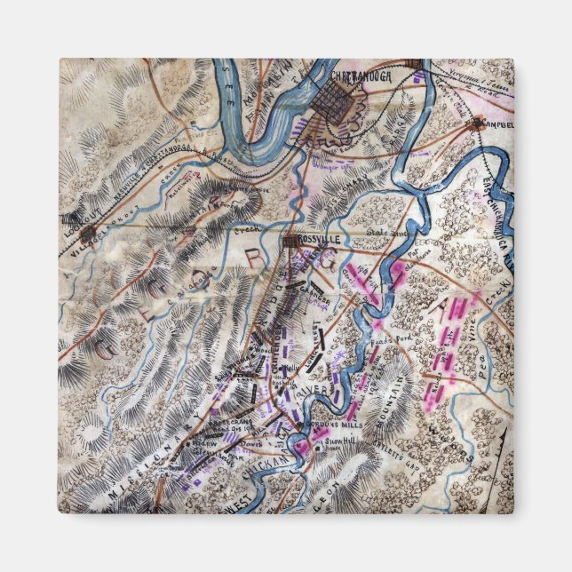 Battle of Chickamauga - Civil War Panoramic Map Magnet (Front)