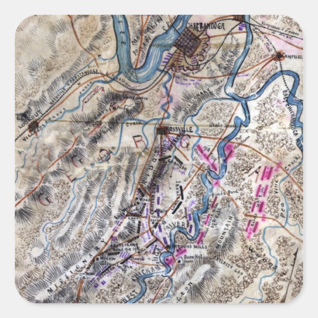 Battle of Chickamauga - Civil War Panoramic Map Square Sticker (Front)