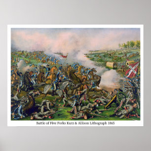 Battle of Five Forks Kurz & Allison Lithograph Poster