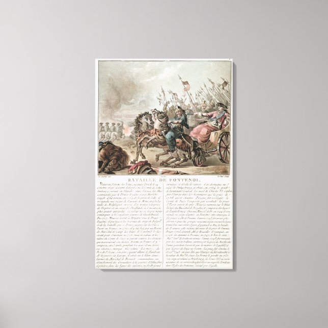 Battle of Fontenoy, 1745, engraved by Louis Le Coe Canvas Print (Front)