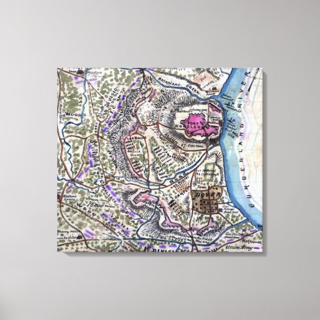 Battle of Fort Donelson - Civil War Panoramic Canvas Print (Front)