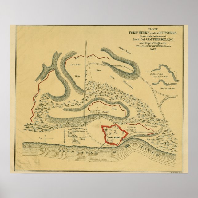 Battle of Fort Henry - Civil War Panoramic Map Poster (Front)