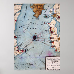 Battle of Fort Sumter - Civil War Panoramic 3 Poster