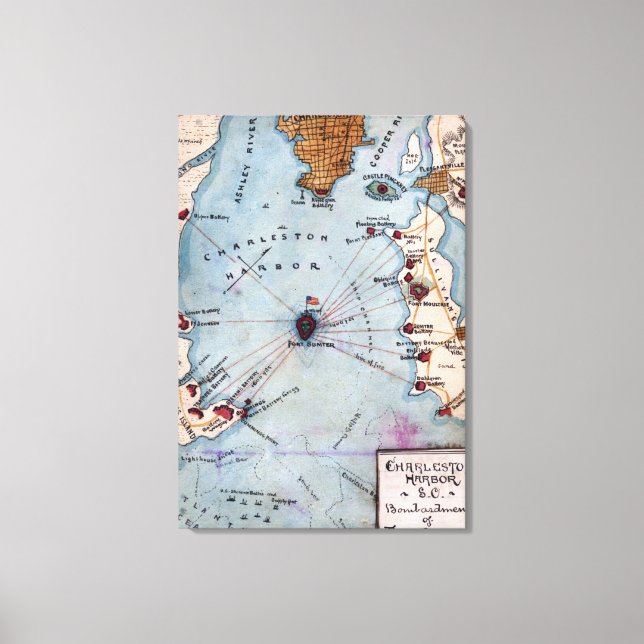 Battle of Fort Sumter - Civil War Panoramic Canvas Print (Front)