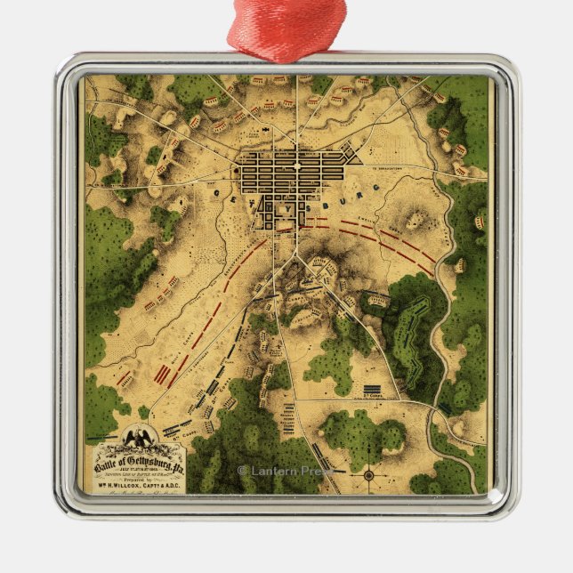 Battle of Gettysburg 10 Metal Tree Decoration (Front)