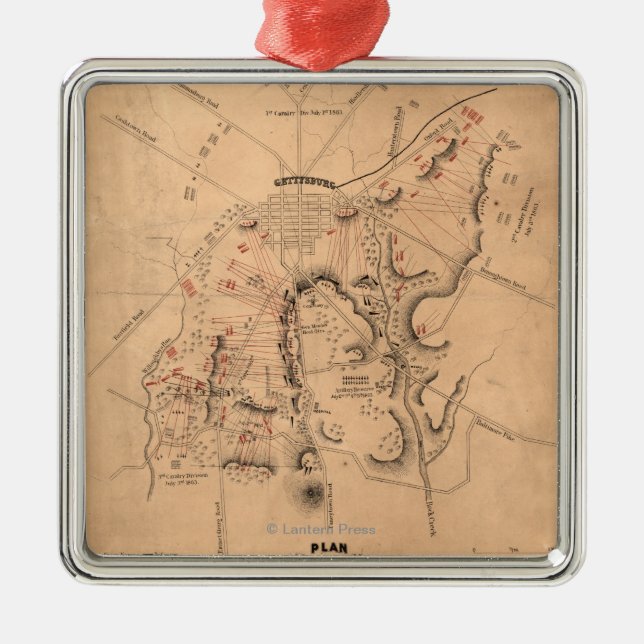 Battle of Gettysburg 11 Metal Tree Decoration (Front)