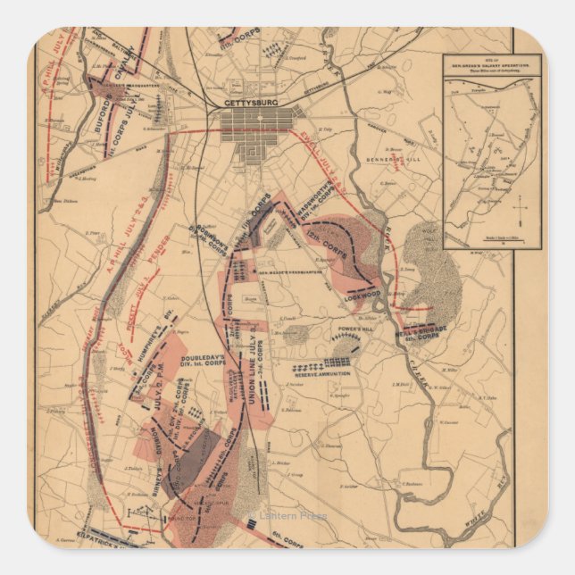 Battle of Gettysburg 4 Square Sticker (Front)