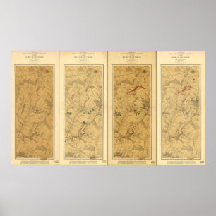 Battle of Gettysburg Field of Operations Map 1863 Poster