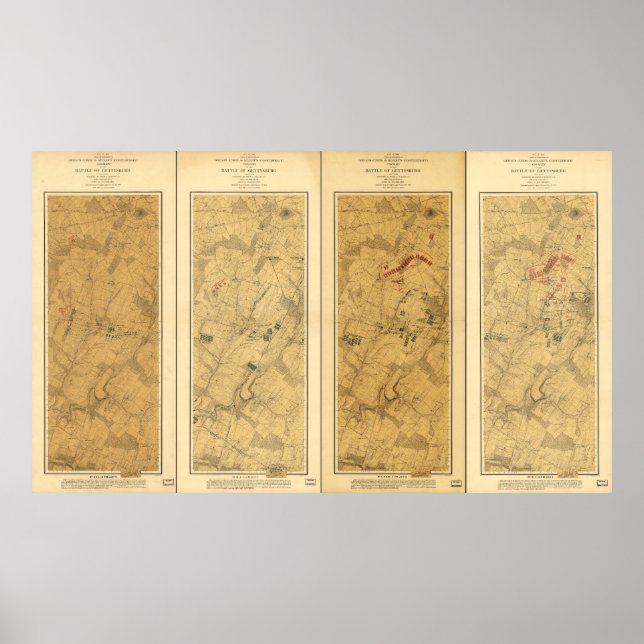 Battle of Gettysburg Field of Operations Map 1863 Poster (Front)
