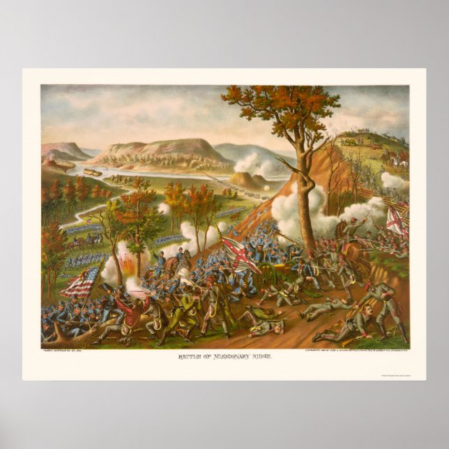 Battle of Missionary Ridge by Kurz & Allison 1863 Poster (Front)