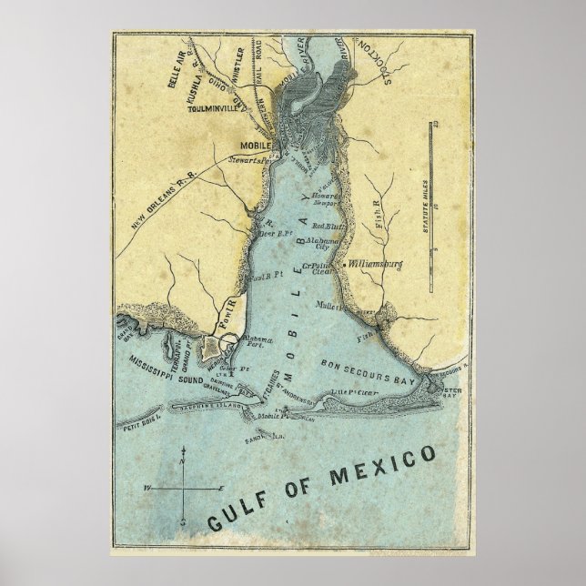Battle of Mobile Bay Map Poster (Front)