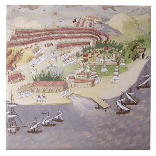 Battle of Nauplia, plate 14 from 'Pictorial Histor Tile