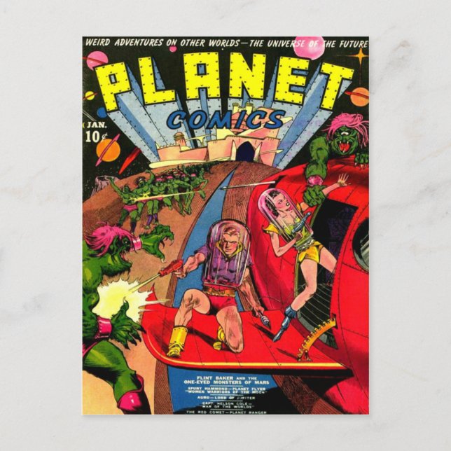 Battle of One Eye Space Monsters Postcard (Front)