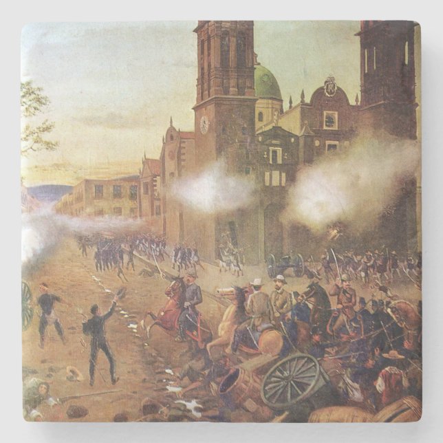 Battle of Puebla Mexican History Stone Coaster (Front)