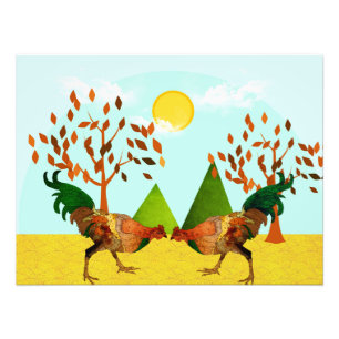 Battle of Roosters Photo Print