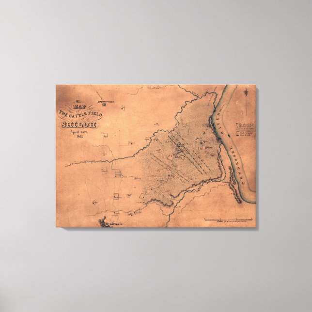 Battle of Shiloh - Civil War Panoramic Map Canvas Print (Front)