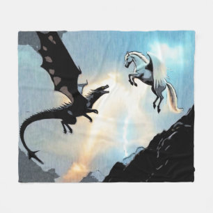 Battle Of The Dragon and Pegasus Fleece Blanket