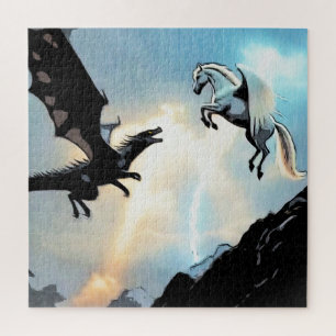 Battle Of The Dragon and Pegasus Jigsaw Puzzle
