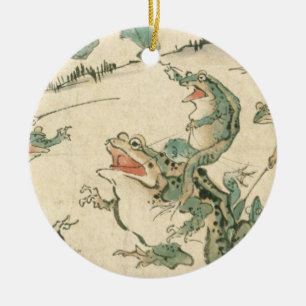 Battle Of The Frogs - Kawanabe Kyosai Ceramic Tree Decoration