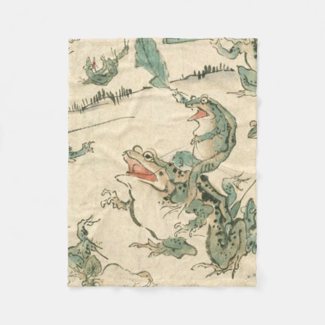 Battle Of The Frogs - Kawanabe Kyosai Fleece Blanket (Front)