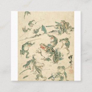 Battle Of The Frogs - Kawanabe Kyosai Square Business Card