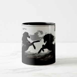 Battle of the Horses - Equine Art Two-Tone Coffee Mug