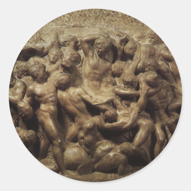 Battle of the Lapiths and Centaurs by Michelangelo Classic Round Sticker (Front)