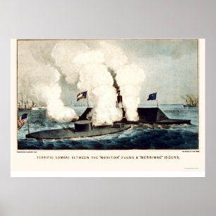 Battle of the Monitor and Merrimac 1862 Poster
