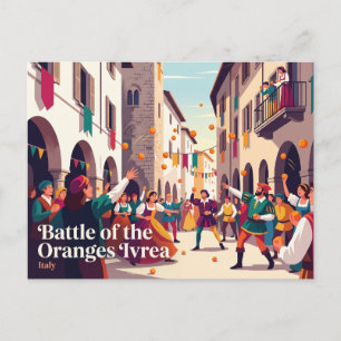 Battle of the Oranges Ivrea Italy Postcard
