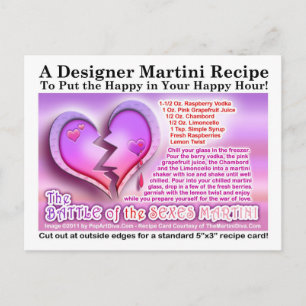 Battle of the Sexes Valentine Martini Recipe Postc Holiday Postcard