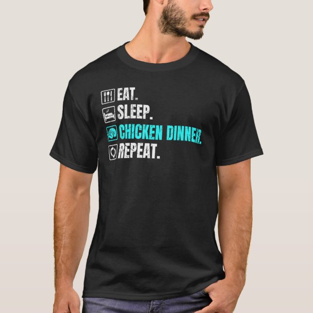 Battle Royale Eat Sleep Chicken Dinner Repeat Men  T-Shirt (Front)