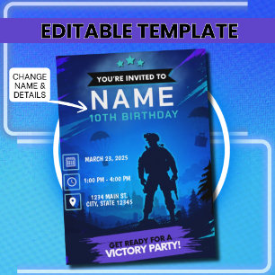Battle Royale Gamer Birthday Invitation