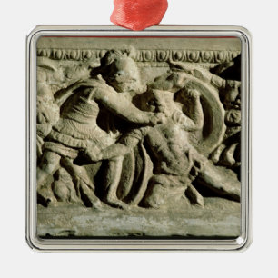 Battle scene from a cinerary urn, Etruscan Metal Tree Decoration