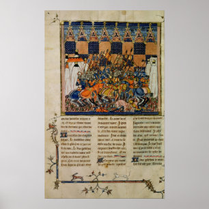 Battle scene, from the biography of Godefroi Poster