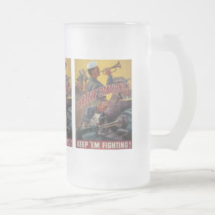 Battle Stations World War 2 Frosted Glass Beer Mug