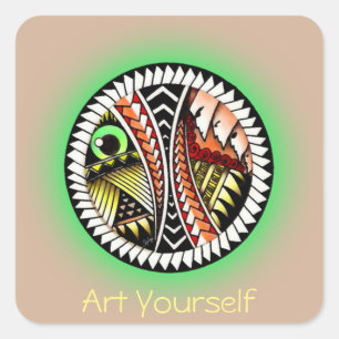 Battle Tattoo Drawing Square Sticker