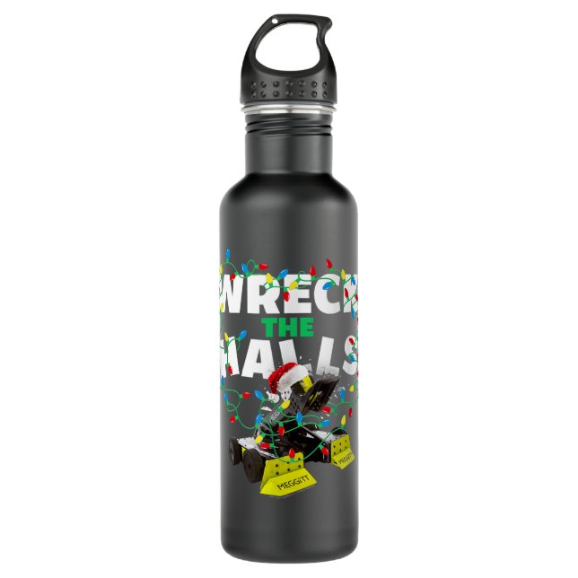 BattleBots Christmas Robot Whiplash Wreck The Hall 710 Ml Water Bottle (Front)