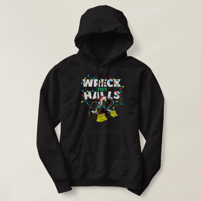 BattleBots Christmas Robot Whiplash Wreck The Hall Hoodie (Design Front)