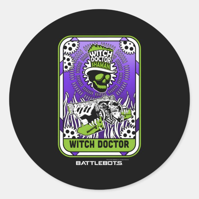 Battlebots Halloween Witch Doctor Sha Tarot Card Classic Round Sticker (Front)