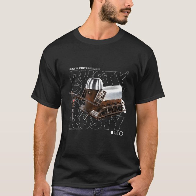 Battlebots Rusty Robot Text Stack T-Shirt (Front)