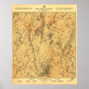 Battlefield of Gettysburg Map by John Bachelder Poster