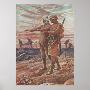 Battlefield War Friendship Leading Blind Soldier Poster