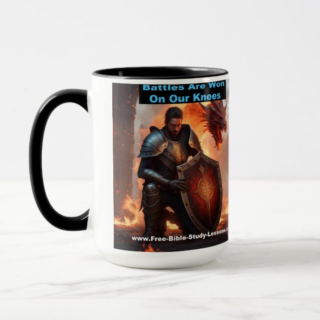 Battles Are Won On Our Knees Christian Jumbo Mug (Left)