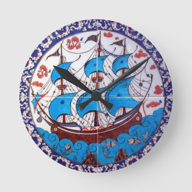 Battleship Ancient Round Clock (Front)