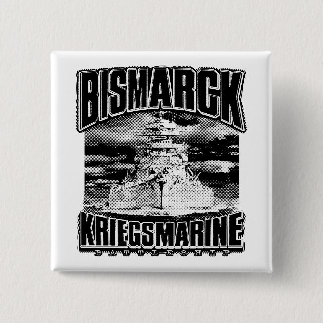 Battleship Bismarck 15 Cm Square Badge (Front)