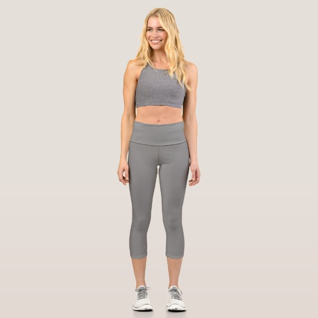  Battleship grey (solid colour)  Capri Leggings (Front)