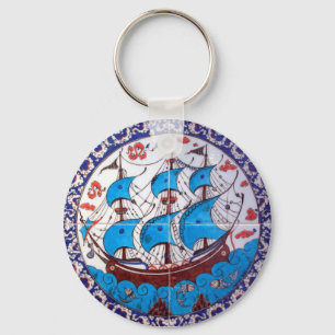 Battleship Pattern / Tile Art Key Ring