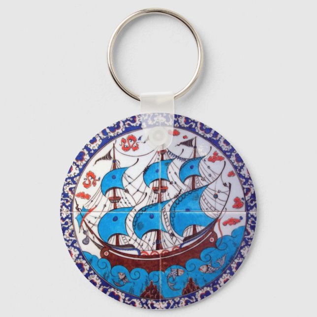 Battleship Pattern / Tile Art Key Ring (Front)